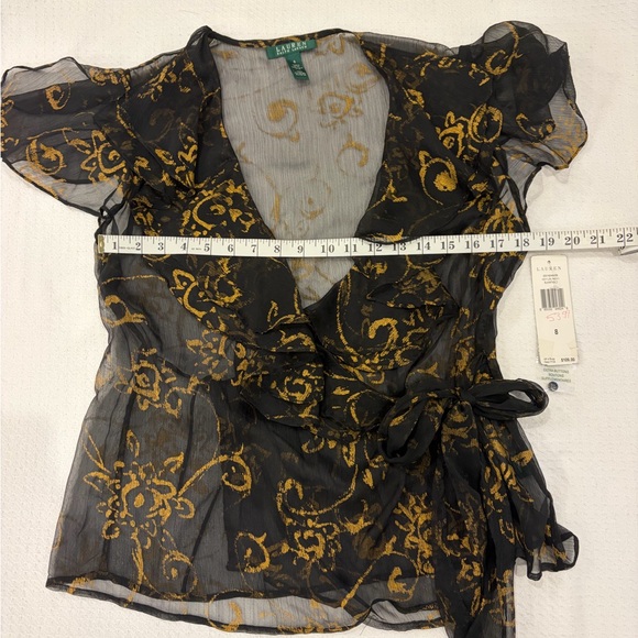 NWT Lauren Ralph Lauren Y2K Luxury 90’s Floral Mesh Wrap Blouse Size 8 Festival - Picture 10 of 17